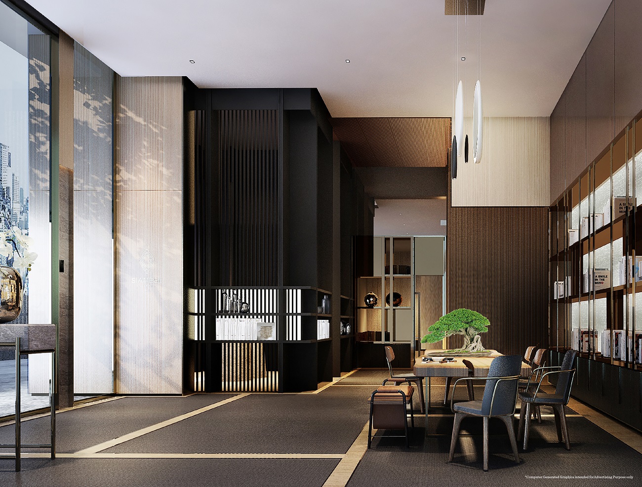 Siamese Exclusive 42 artist rendering of the lounge and reading area