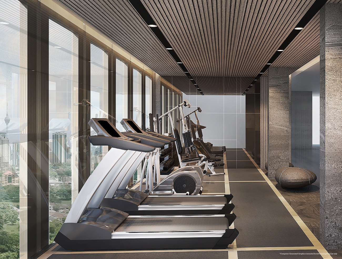 Siamese Exclusive 42 artist rendering of the fitness room with treadmills